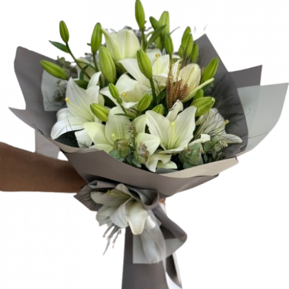 beyaz lilyum buket