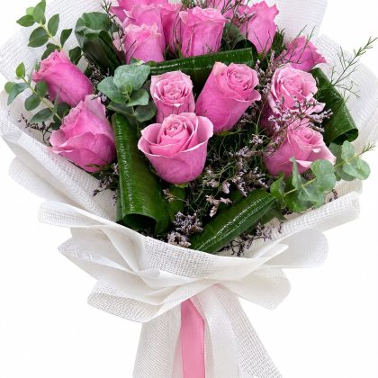 15 pembe ithal güller buket